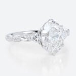 1.5ct Colorless VS+ Oval Cut Lab Grown Diamond Interlaced Pavé 6 Claw Prong Engagement Promise Ring in White Gold (3)