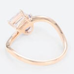 1ct Colorless VS+ Emerald Cut Lab Grown Diamond Toi et Moi 4 Claw Prong Engagement Ring in Rose Gold (3)