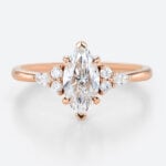 Rose Gold 1 Carat Marquise Diamond Ring Lab Diamond Cluster Rings