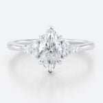 White Gold 1 Carat Marquise Diamond Ring Lab Diamond Cluster Rings
