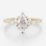 Yellow Gold 1 Carat Marquise Diamond Ring Lab Diamond Cluster Rings