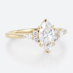 1ct Colorless VS+ Marquise Cut Lab Grown Diamond Cluster 6-Prong Engagement Ring in Yellow Gold (2)