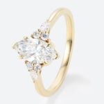 1ct Colorless VS+ Marquise Cut Lab Grown Diamond Cluster 6-Prong Engagement Ring in Yellow Gold (4)