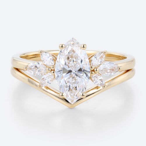 Vintage Marquise Engagement Ring Matching Wedding Ring Sets
