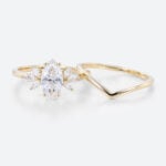 1ct Colorless VS+ Marquise Cut Lab Grown Diamond Modern 4-Prong Engagement Ring Set in Yellow Gold