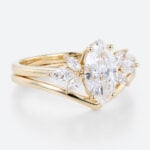 1ct Colorless VS+ Marquise Cut Lab Grown Diamond Modern 4-Prong Engagement Ring Set in Yellow Gold (2)