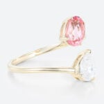 1ct Colorless VS+ Pear Cut Lab Grown Diamond Toi et Moi Open 3 Claw Prong Engagement Ring in Yellow Gold (4)