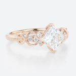1ct Colorless VS+ Princess Cut Lab Grown Diamond Infinity 4 V-Prong Engagement Promise Ring in Rose Gold (7)
