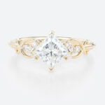 1ct Colorless VS+ Princess Cut Lab Grown Diamond Infinity 4 V-Prong Engagement Promise Ring in Yellow Gold (2)