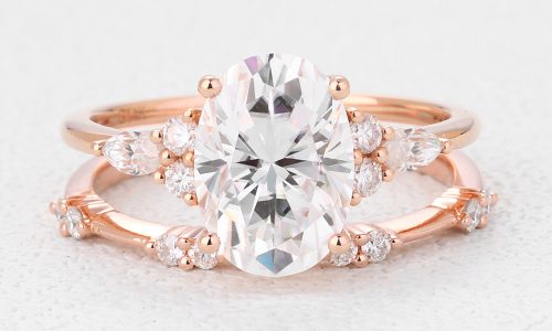 2.5ct Unique Wedding Ring Sets Oval Lab Diamond Engagement Rings
