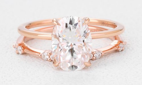 2.5CT Oval Solitaire Engagement Ring Hidden Halo Simple Wedding Ring Sets