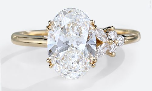 2ct Lab Diamond Ring Oval Cut Asymmetrical Engagement Ring​
