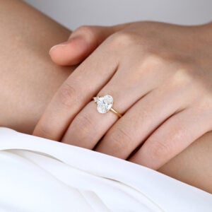 2ct Lab Diamond Ring Oval Cut Asymmetrical Engagement Ring​