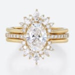 3PCS Oval Cut Lab Grown Diamond Pave Engagement Rings Gorgeous Bridal Set
