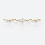 3PCS Oval Cut Lab Grown Diamond Pave Engagement Rings Gorgeous Bridal Set