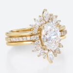 3PCS Oval Cut Lab Grown Diamond Pave Engagement Rings Gorgeous Bridal Set