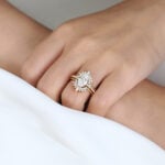 3PCS Oval Cut Lab Grown Diamond Pave Engagement Rings Gorgeous Bridal Set