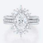 3PCS Oval Cut Lab Grown Diamond Pave Engagement Rings Gorgeous Bridal Set in white gold