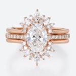 3PCS Oval Cut Lab Grown Diamond Pave Engagement Rings Gorgeous Bridal Set in rose gold