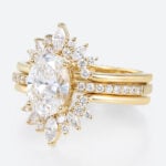 3PCS Oval Cut Lab Grown Diamond Pave Engagement Rings Gorgeous Bridal Set