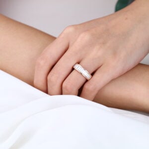 Bagutte Cut Lab Grown Diamond Rings Channel Setting Rings Anniversary Wedding Band -Chunky Engagement Rings