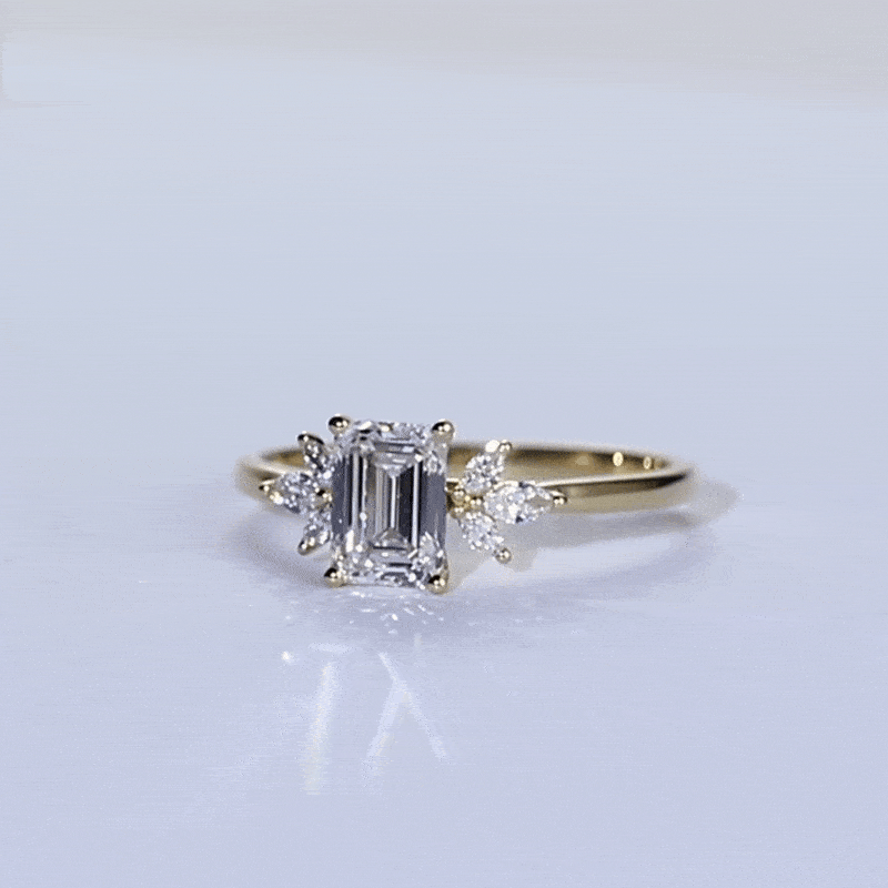 Lab Diamond Ring Emerald Cut Engagment Rings Simple Gold Ring