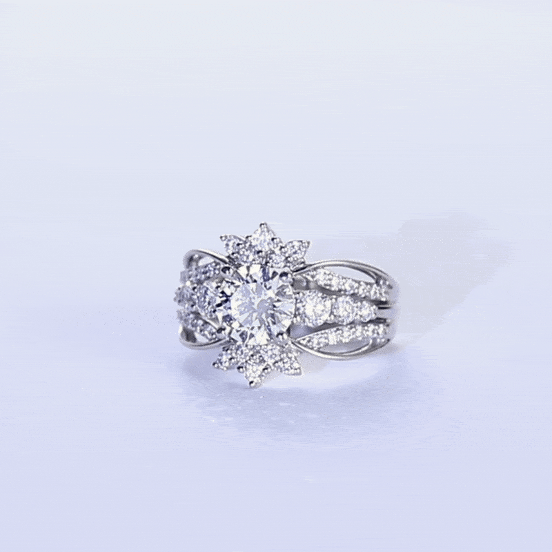 Lab Produced Diamonds Rings Round Cut Wedding Rings White Gold