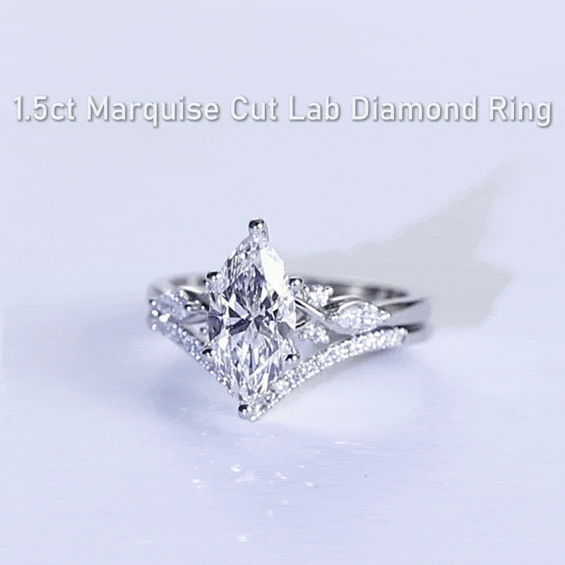 Marquise Cut Engagement Rings Lab Created Diamond Ring Promise Ring Set