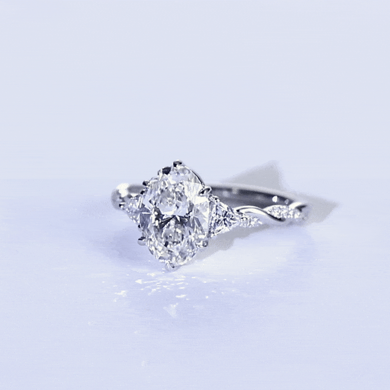 Lab Produced Diamonds Rings Oval Wedding Rings Gold Ring White