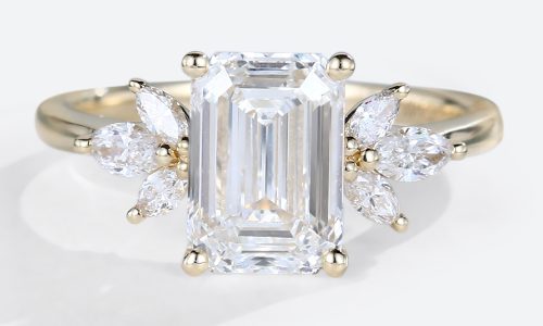 Lab Diamond Ring Emerald Cut Engagment Rings Simple Gold Ring