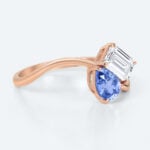 Emerald Cut Lab Grown Diamond Toi et Moi 4 Claw Prong Engagement Ring (2)