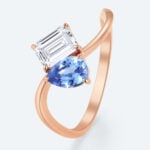 Emerald Cut Lab Grown Diamond Toi et Moi 4 Claw Prong Engagement Ring (4)