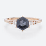 Simple Wedding Rings Hexagon Salt and Pepper Diamond