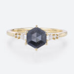 Simple Wedding Rings Hexagon Salt and Pepper Diamond