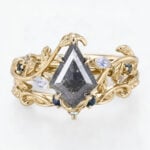 Kite Cut Wedding Ring Set Salt and Pepper Diamond Bridal Ring Set