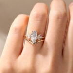 Marquise Cut Lab Grown Diamond Modern 4-Prong Engagement Ring Set