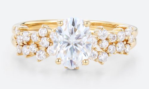 Gold Ring 14k Moissanite Oval Engagement Rings Stacked Rings