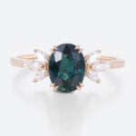 Green Blue Sapphire Engagement Rings Oval Simple Marriage Rings