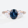 Green Blue Sapphire Engagement Rings Oval Simple Marriage Rings