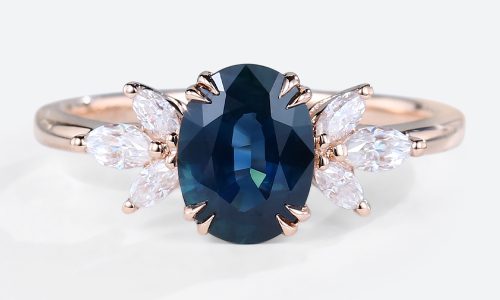 Green Blue Sapphire Engagement Rings Oval Simple Marriage Rings