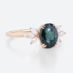 Oval Cut Green Blue Sapphire Engagement Ring Marquise Accented Bridal Ring (4)