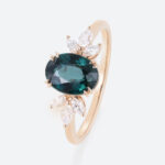 Oval Cut Green Blue Sapphire Engagement Ring Marquise Accented Bridal Ring (6)