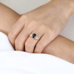 Oval Cut Green Blue Sapphire Engagement Ring Marquise Accented Bridal Ring (7)