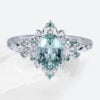 Blue Green Sapphire Engagement Rings Oval White Gold Promise Rings