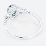 Oval Cut Green Sapphire Engagement Ring White Gold Vine Rings Bridal Ring (4)