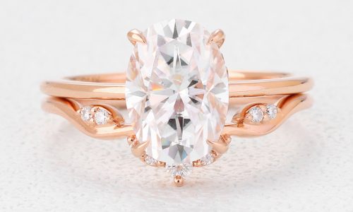 Oval Solitaire Engagement Rings Diamonds Lab Created Rings Set