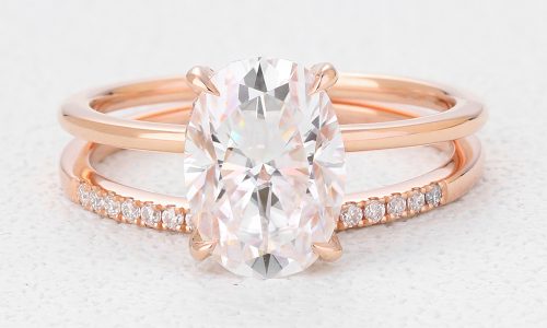 Lab Diamond Engagement Ring Oval Wedding Ring Set Hidden Halo Ring