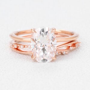 Solitaire Oval Engagement Ring Rose Gold Engagement Ring Set