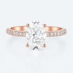 Rose Gold Oval Cut Lab Grown Diamond Engagement Rings Pave Promise Ring