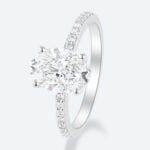 Oval Cut Lab Grown Diamond Pave 4-Prong Engagement Promise Ring (4)